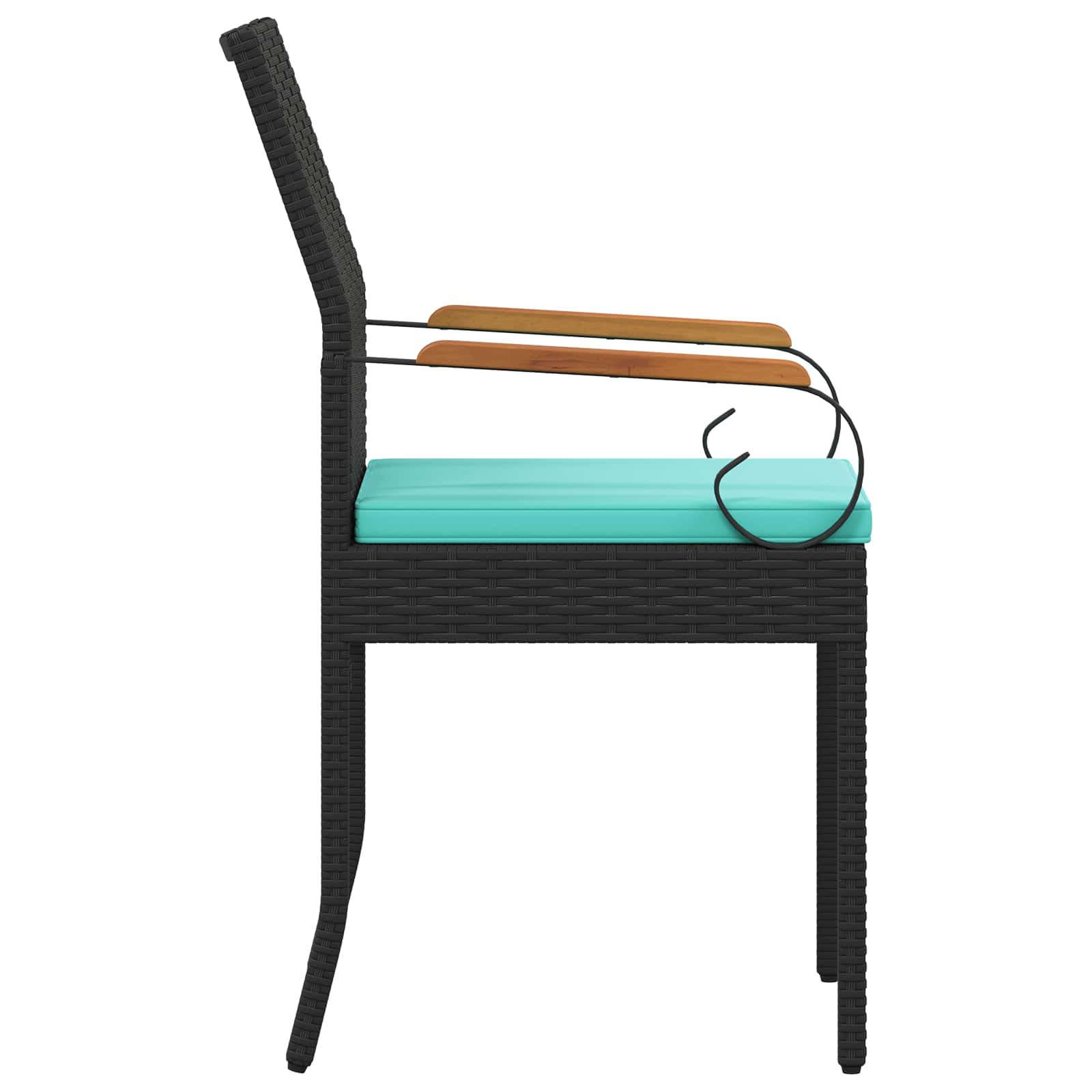 Sedie da giardino 2 pcs Nero e Turchese Polyrattan e acacia | homemem39
