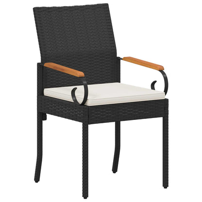Sedie da giardino 4 pcs Nero e Bianco Crema Polyrattan e acacia | homemem39