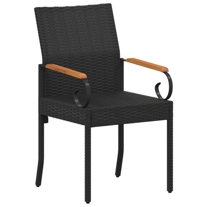 Sedie da giardino 4 pcs Nero e Bianco Crema Polyrattan e acacia | homemem39