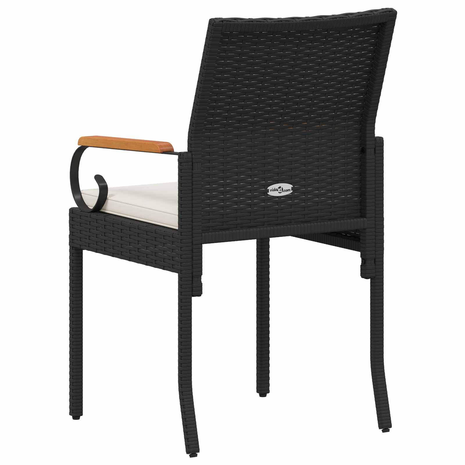Sedie da giardino 4 pcs Nero e Bianco Crema Polyrattan e acacia | homemem39