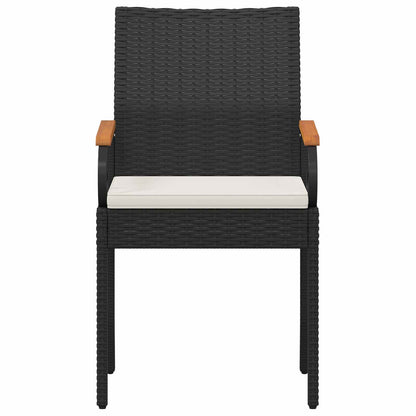 Sedie da giardino 4 pcs Nero e Bianco Crema Polyrattan e acacia | homemem39