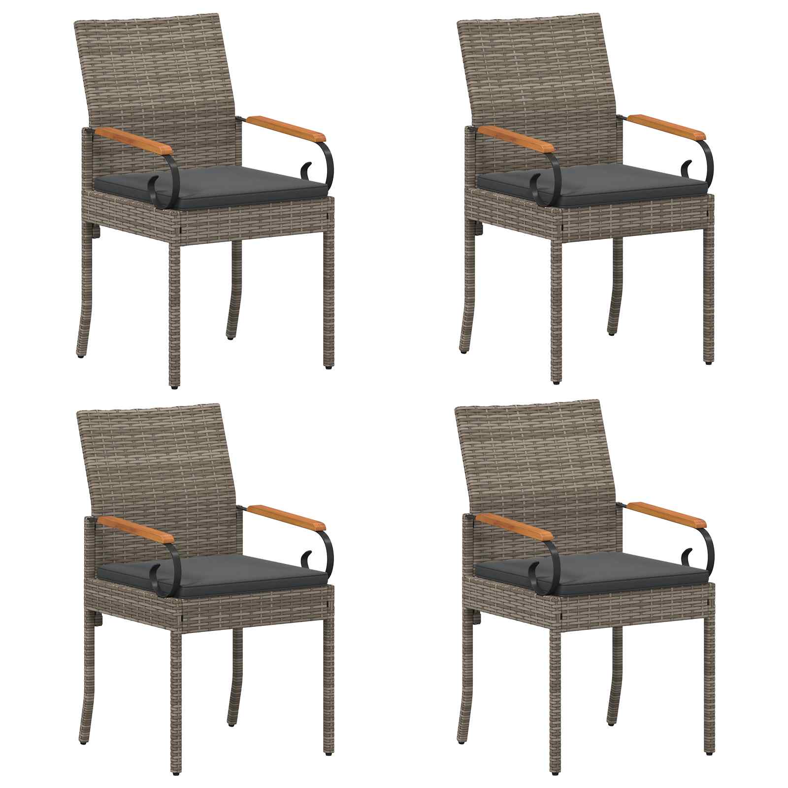 Sedie da giardino con cuscino 4 pcs Grigio e Grigio Scuro | homemem39