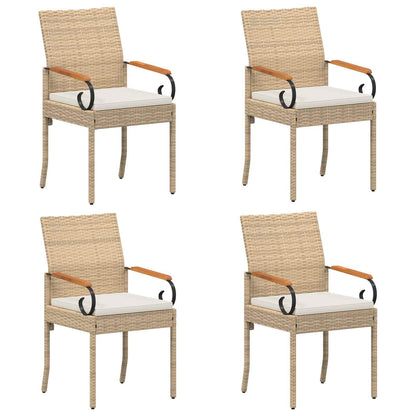 Sedie da giardino con cuscino 4 pcs Beige e Bianco Crema | homemem39