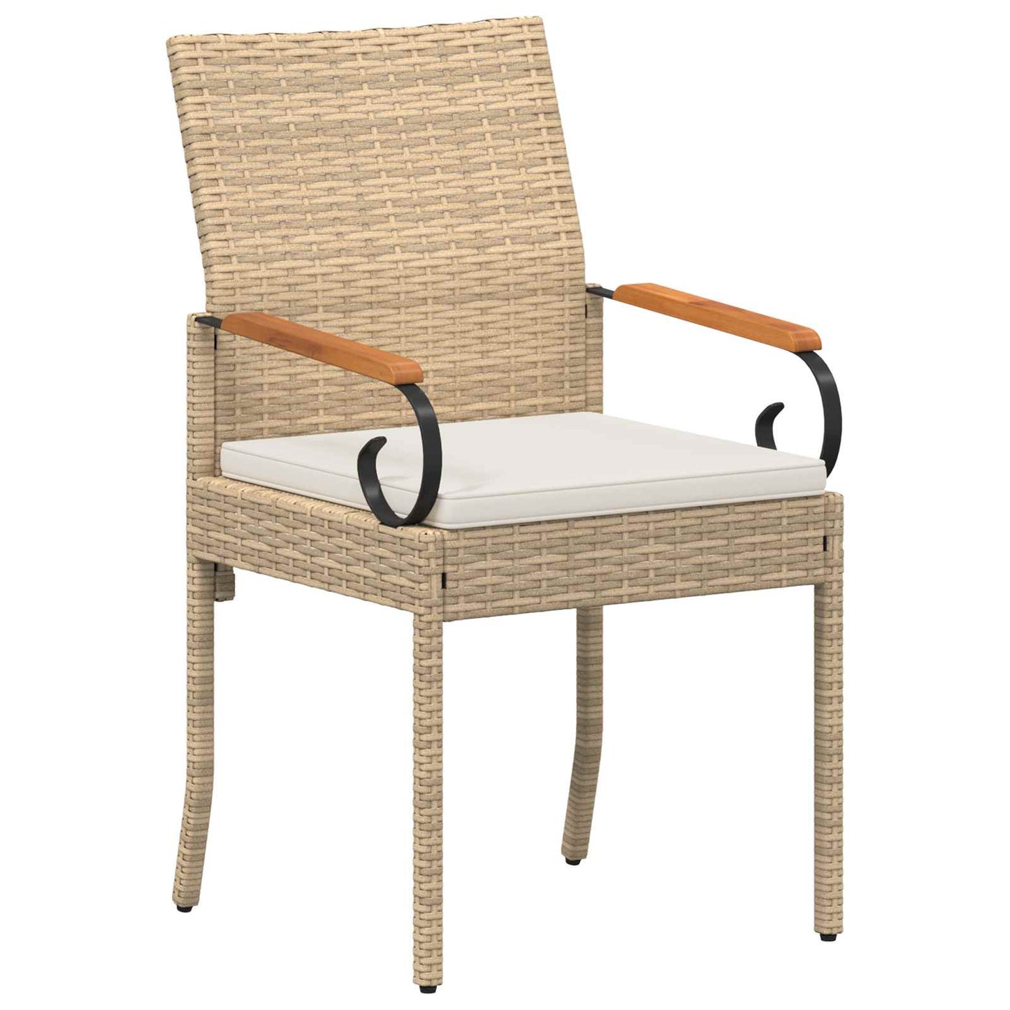 Sedie da giardino con cuscino 4 pcs Beige e Bianco Crema | homemem39