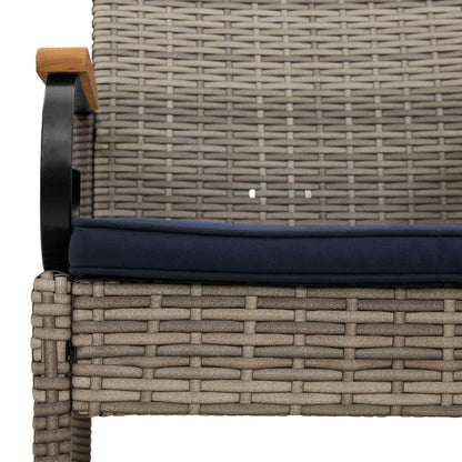 Sedie da giardino 4 pcs Grigio e Blu Navy Polyrattan e acacia | homemem39