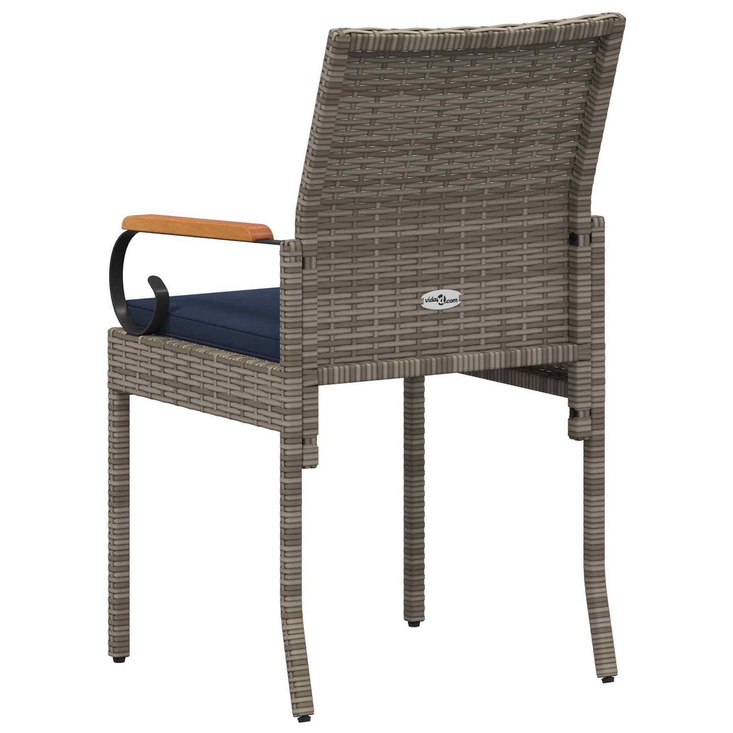 Sedie da giardino 4 pcs Grigio e Blu Navy Polyrattan e acacia | homemem39