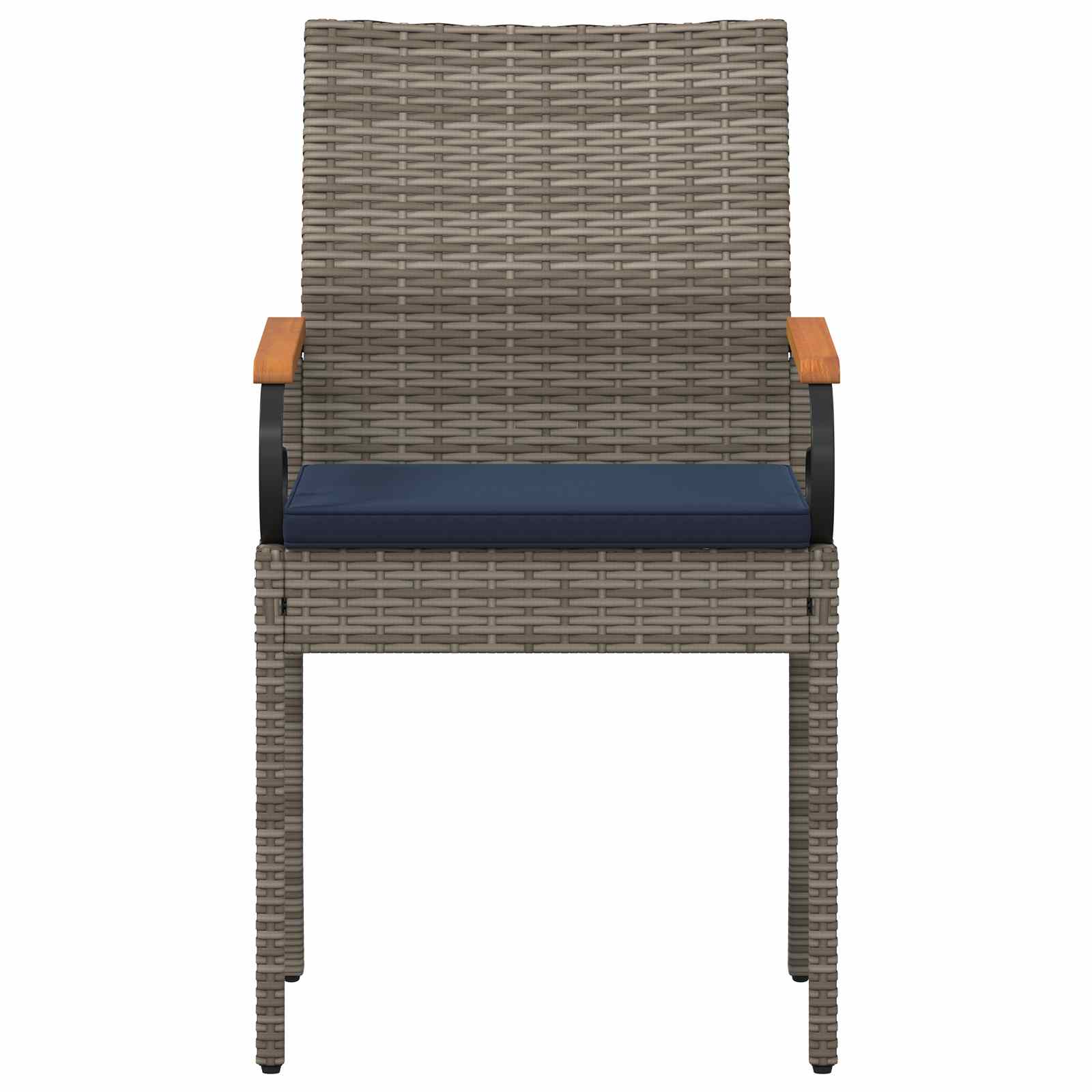 Sedie da giardino 4 pcs Grigio e Blu Navy Polyrattan e acacia | homemem39
