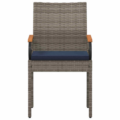 Sedie da giardino 4 pcs Grigio e Blu Navy Polyrattan e acacia | homemem39