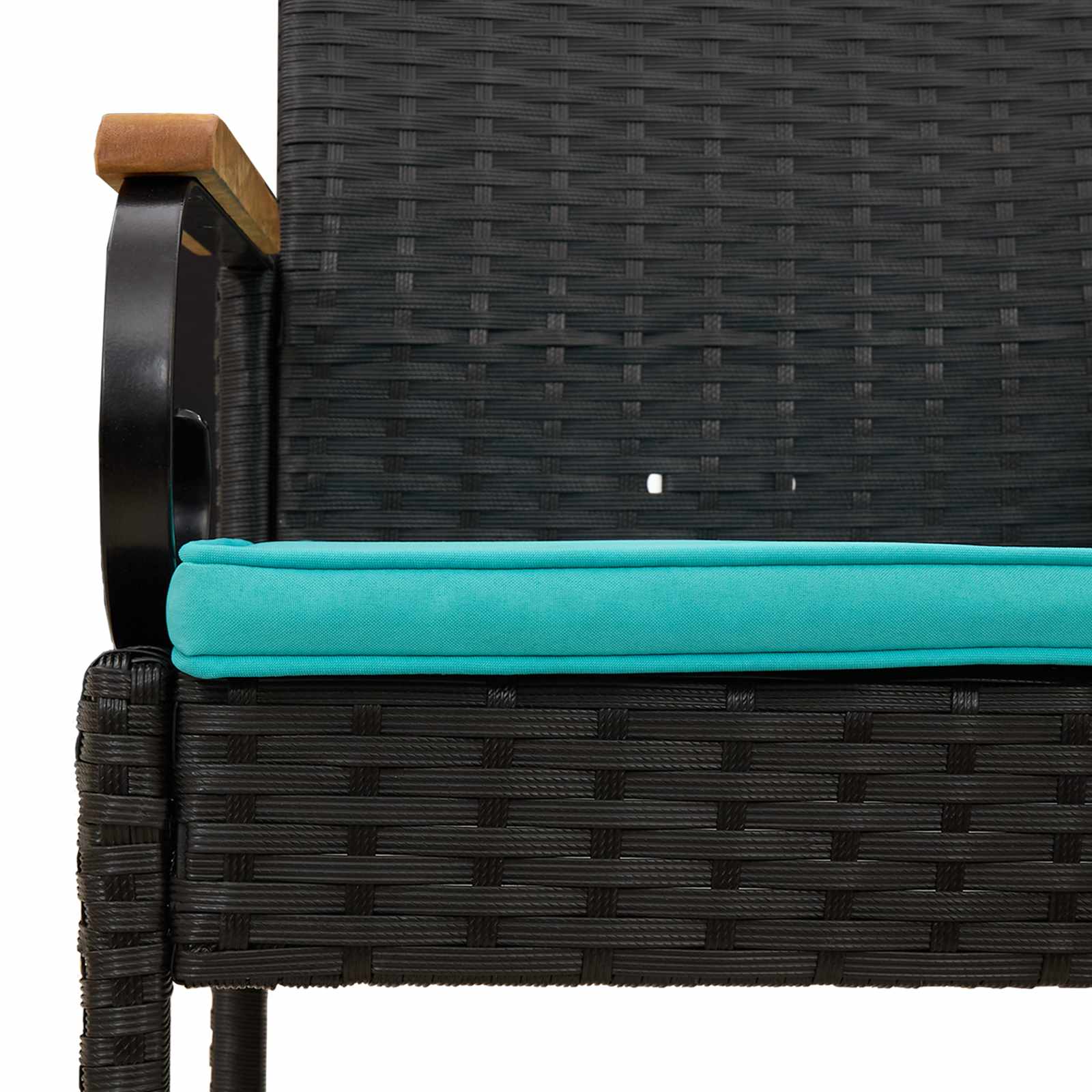 Sedie da giardino 4 pcs Nero e Turchese Polyrattan e acacia | homemem39