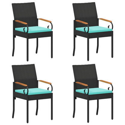 Sedie da giardino 4 pcs Nero e Turchese Polyrattan e acacia | homemem39