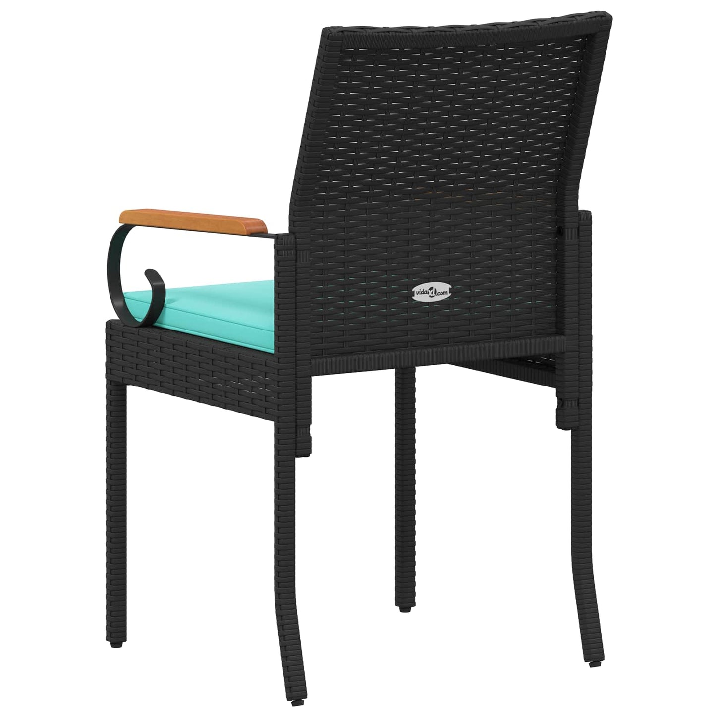 Sedie da giardino 4 pcs Nero e Turchese Polyrattan e acacia | homemem39