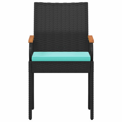 Sedie da giardino 4 pcs Nero e Turchese Polyrattan e acacia | homemem39
