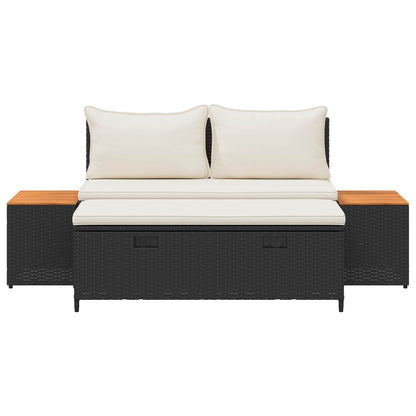 Set di divani da esterno con cuscino 4 pcs Nero e Bianco Crema | homemem39