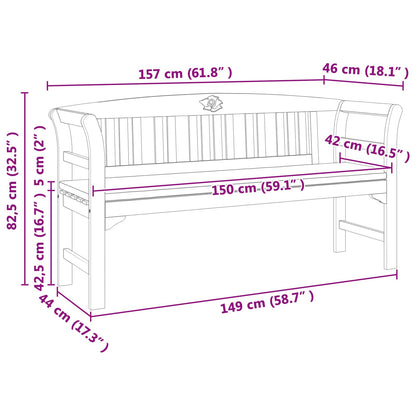 panchina Finitura ad Olio Naturale 157 x 46 x 82,5 cm