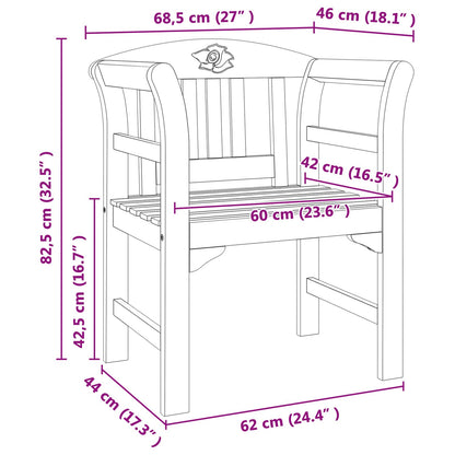 panchina Finitura ad Olio Naturale 68,5 x 46 x 82,5 cm