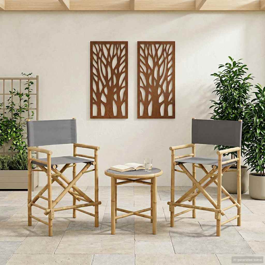 Sedia Direttore Pieghevole 2 pcs Naturale 58 x 48 x 115 cm | homemem39