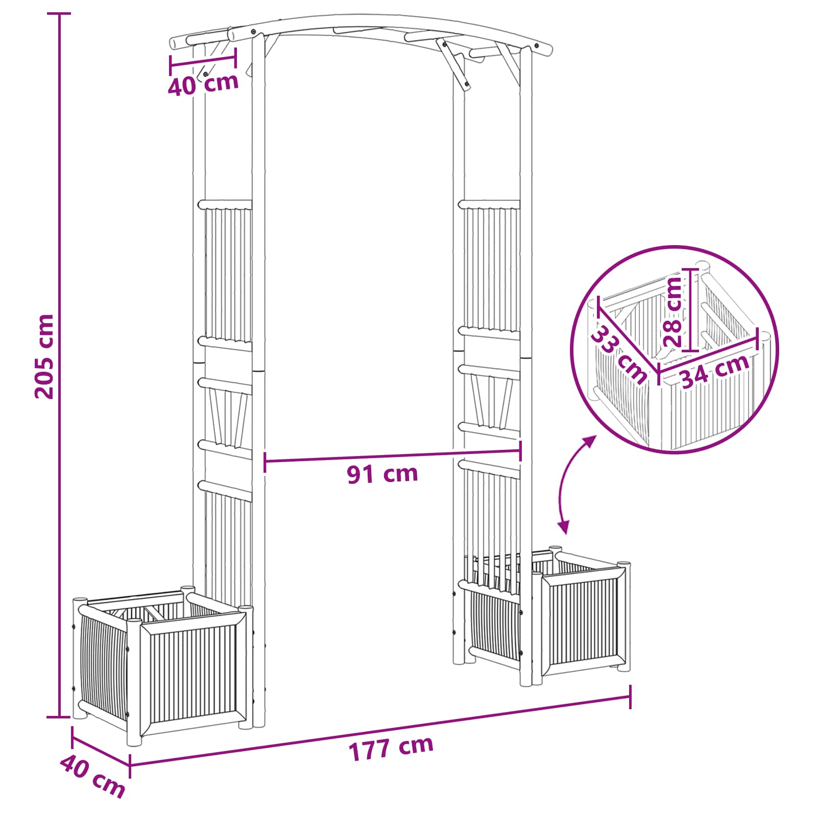 Arco da Giardino Naturale 177 x 40 x 205 cm Bambù | homemem39