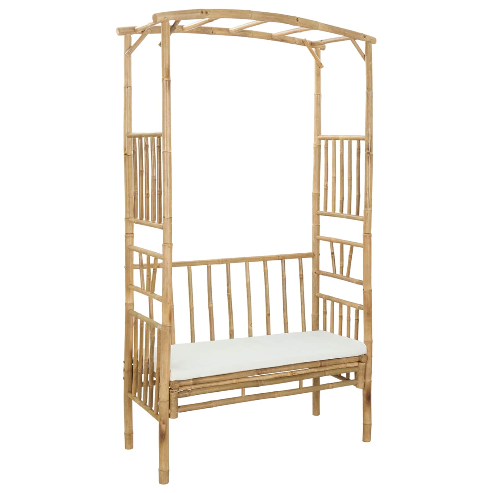Arco da Giardino con Panchina Bianco Crema 115 x 50 x 205 cm | homemem39