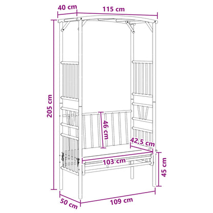 Arco da Giardino con Panchina Grigio Scuro 115 x 50 x 205 cm | homemem39
