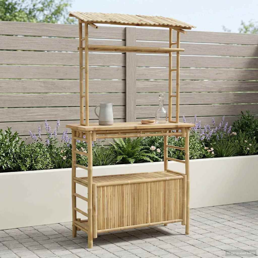 Tavolo da bar da esterno Naturale 110 x 50 x 210 cm Bambù