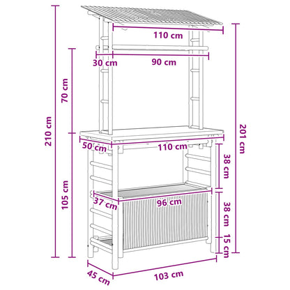 Tavolo da bar da esterno Naturale 110 x 50 x 210 cm Bambù