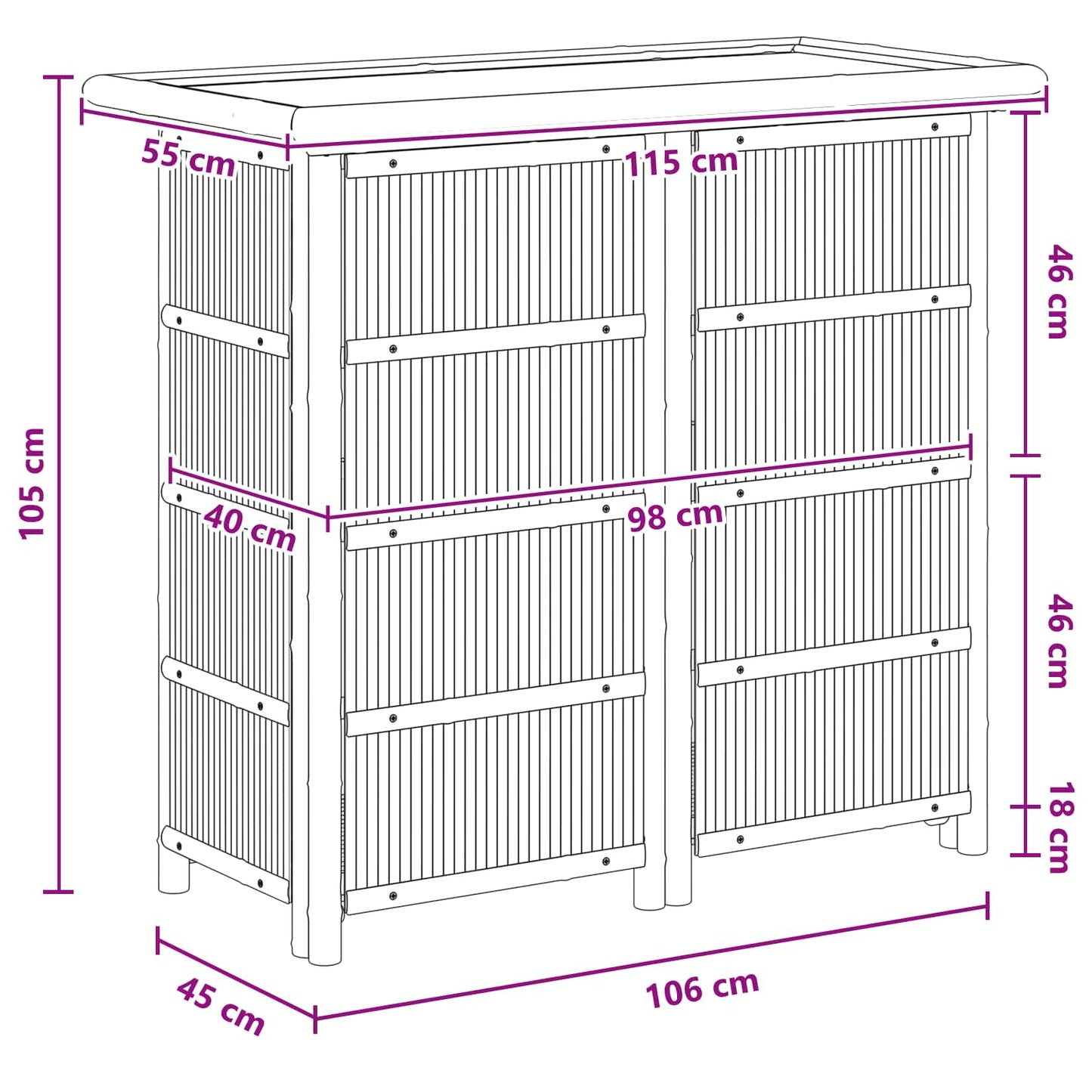 Tavolo da bar da esterno Naturale 115 x 55 x 105 cm Bambù
