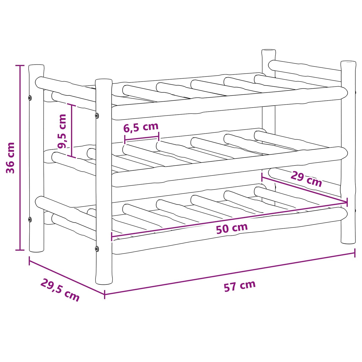 Portabottiglie Naturale 57 x 29,5 x 36 cm Bambù | homemem39
