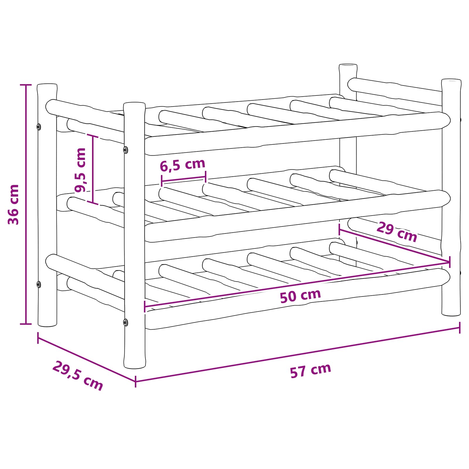Portabottiglie Naturale 57 x 29,5 x 36 cm Bambù | homemem39