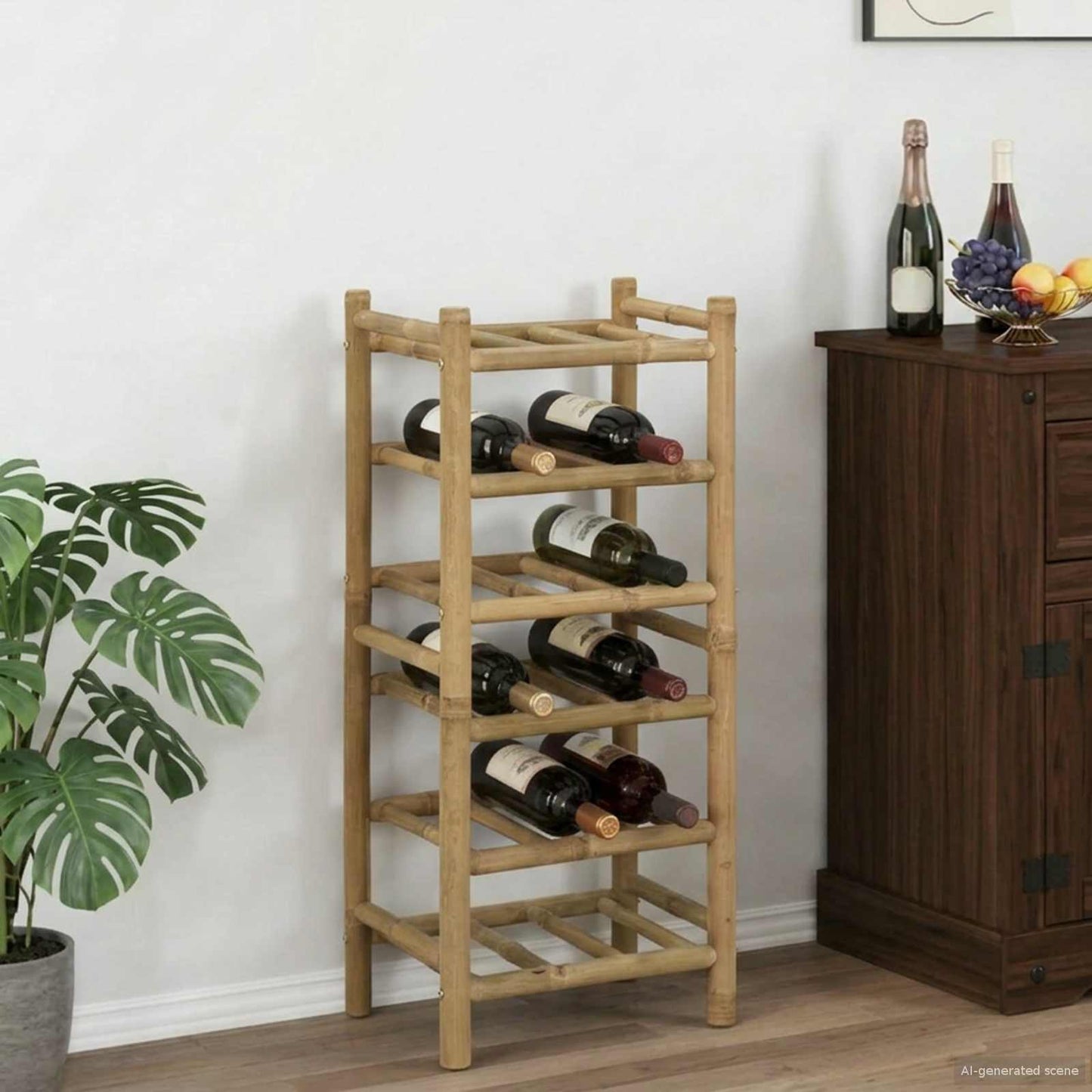 Portabottiglie Naturale 32,5 x 29,5 x 72 cm Bambù | homemem39