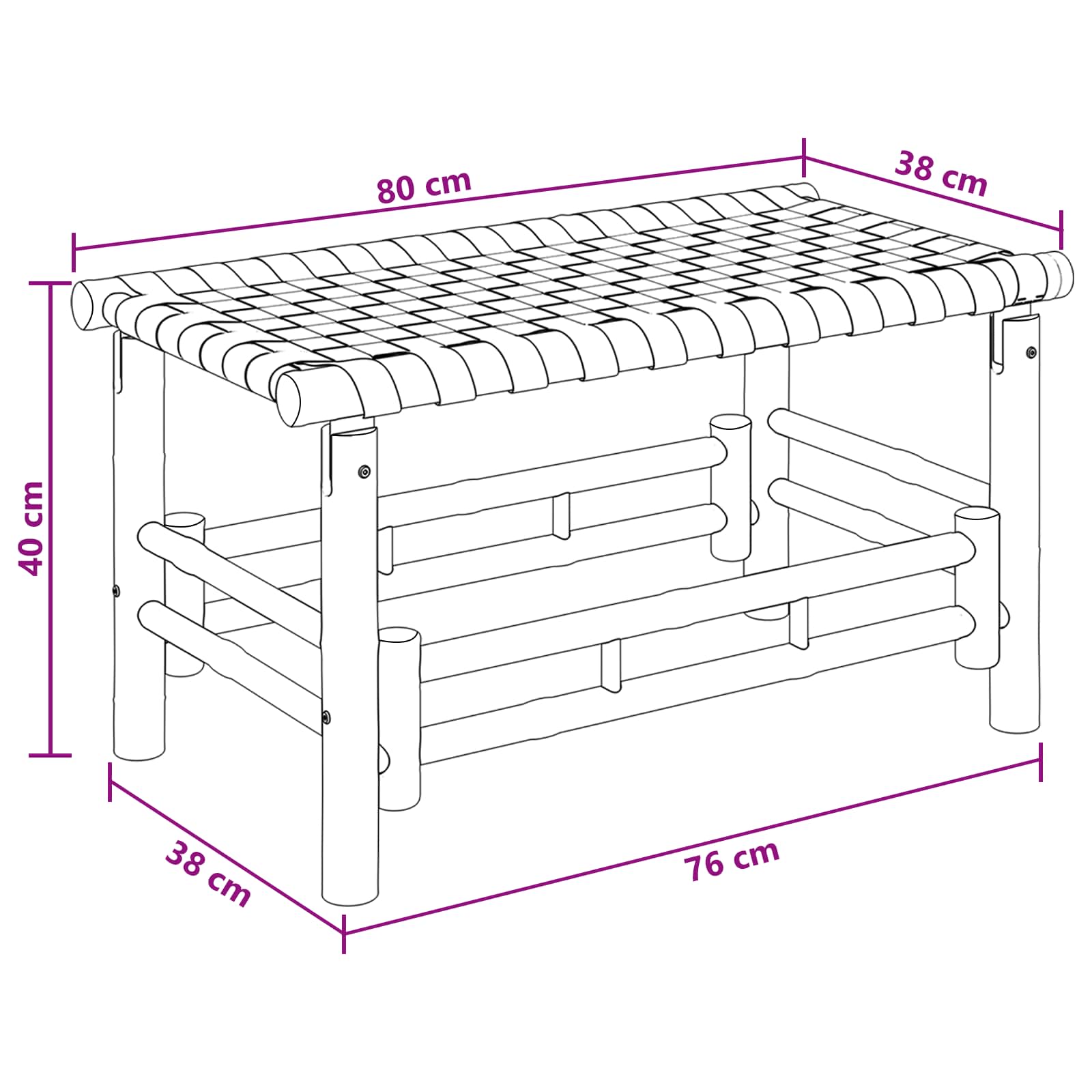 Panchina da giardino Naturale 80 x 38 x 40 cm Bambù | homemem39