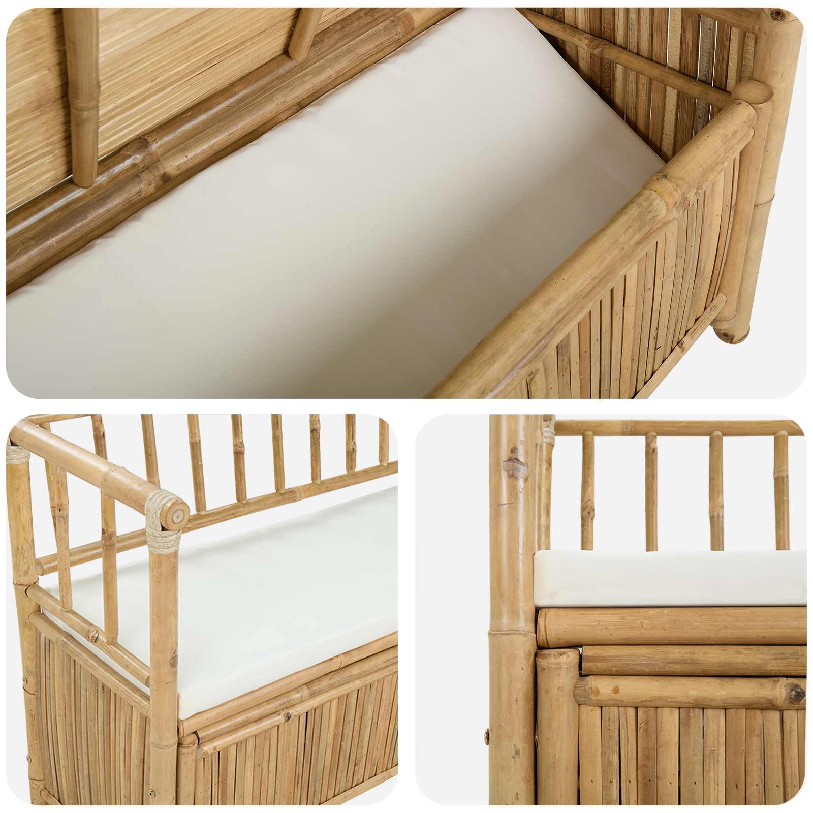Panca da Giardino con Contenitore Naturale 110 x 47 x 80 cm | homemem39