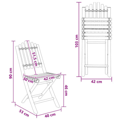 Sedia da Giardino 4 pcs Naturale 42 x 53 x 90 cm Bambù | homemem39