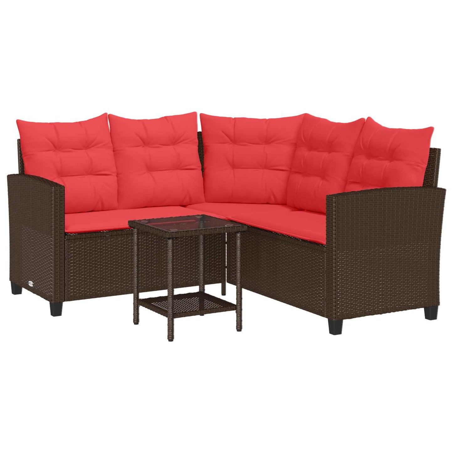 Set di divani da esterno 2 pcs Marrone e Rosso polyrattan | homemem39