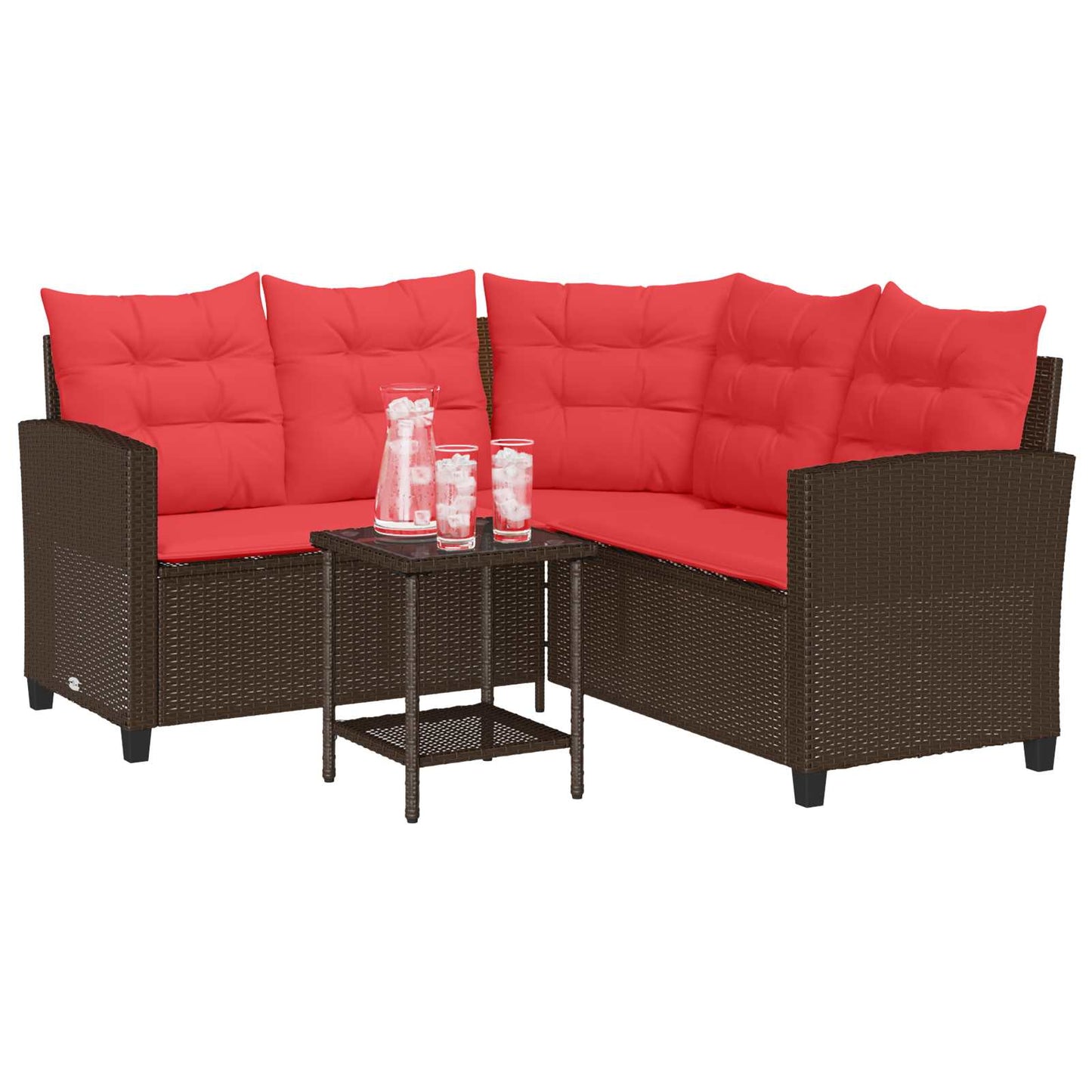 Set di divani da esterno 2 pcs Marrone e Rosso polyrattan | homemem39