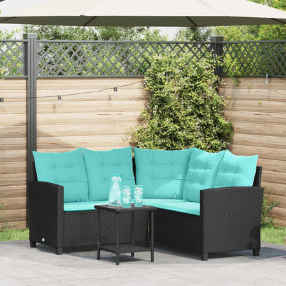 Divano da giardino 2 pcs Nero e Turchese Poly Rattan | homemem39