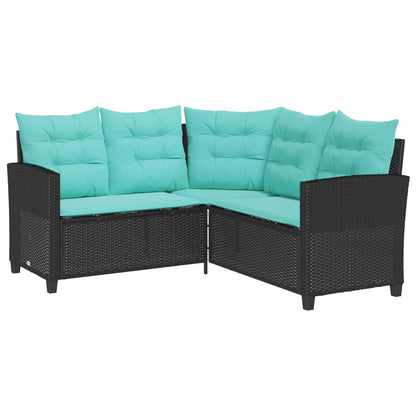 Divano da giardino 2 pcs Nero e Turchese Poly Rattan | homemem39