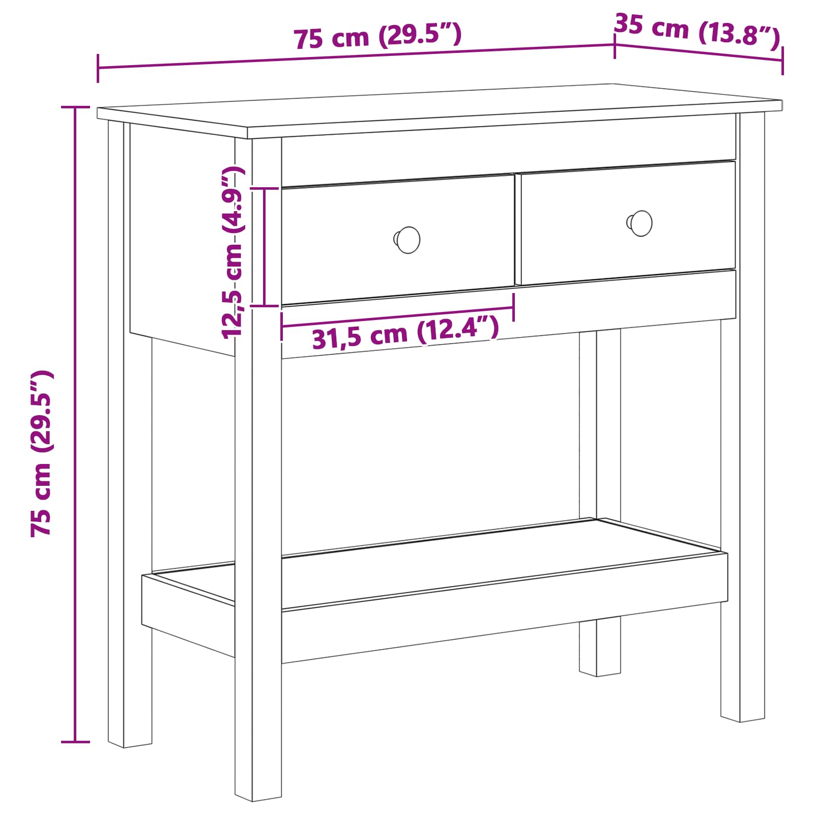 Tavolo consolle con cassetto Marrone cerato 75 x 35 x 75 cm | homemem39