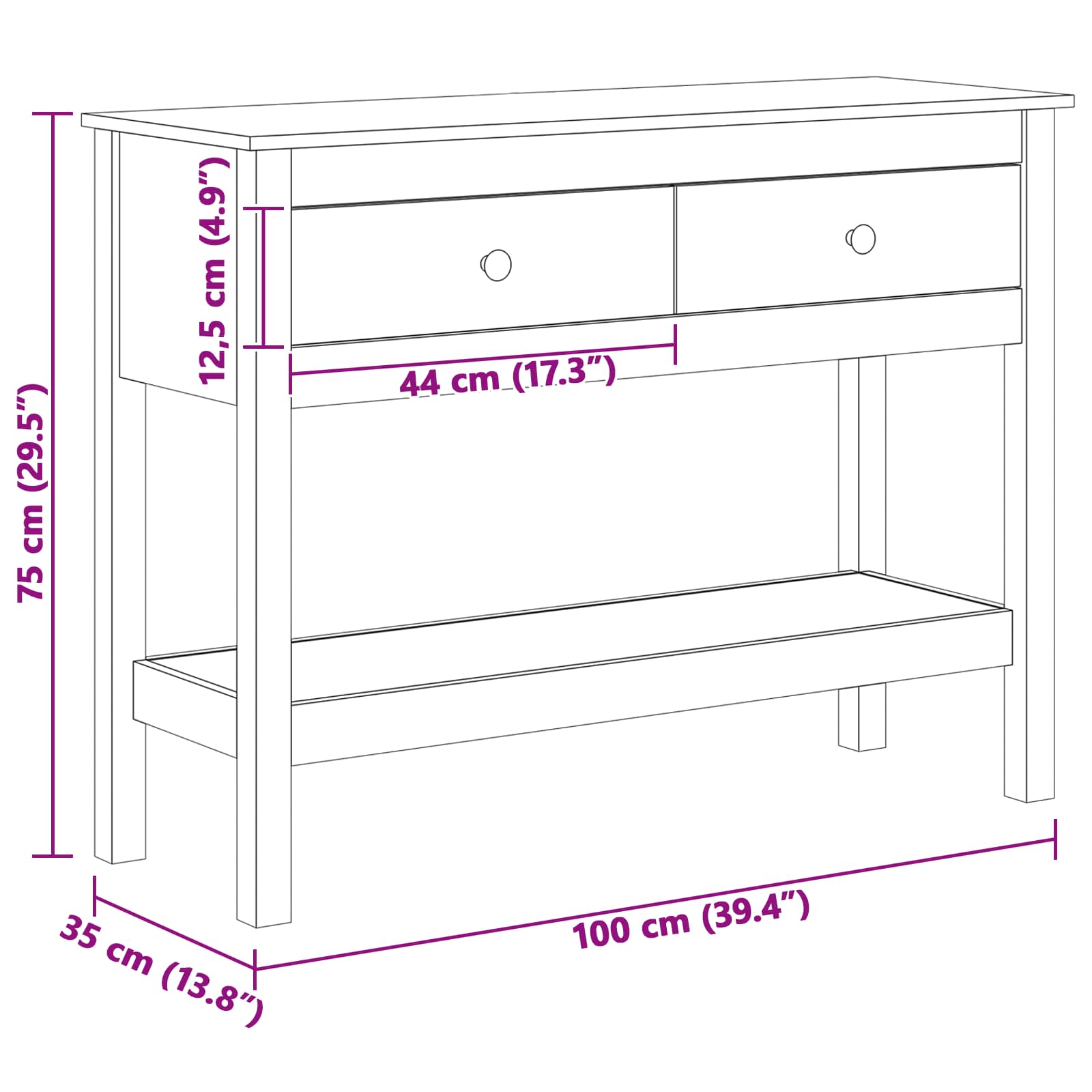 Tavolo consolle con cassetto Marrone cerato 100 x 35 x 75 cm | homemem39