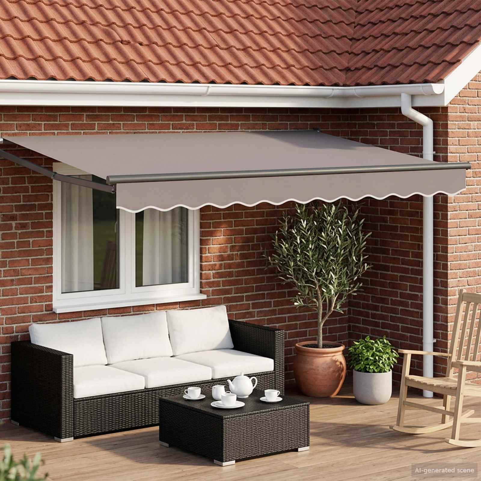 Telaio per tende da sole retrattile manuale Antracite 3,5 x 2 m | homemem39