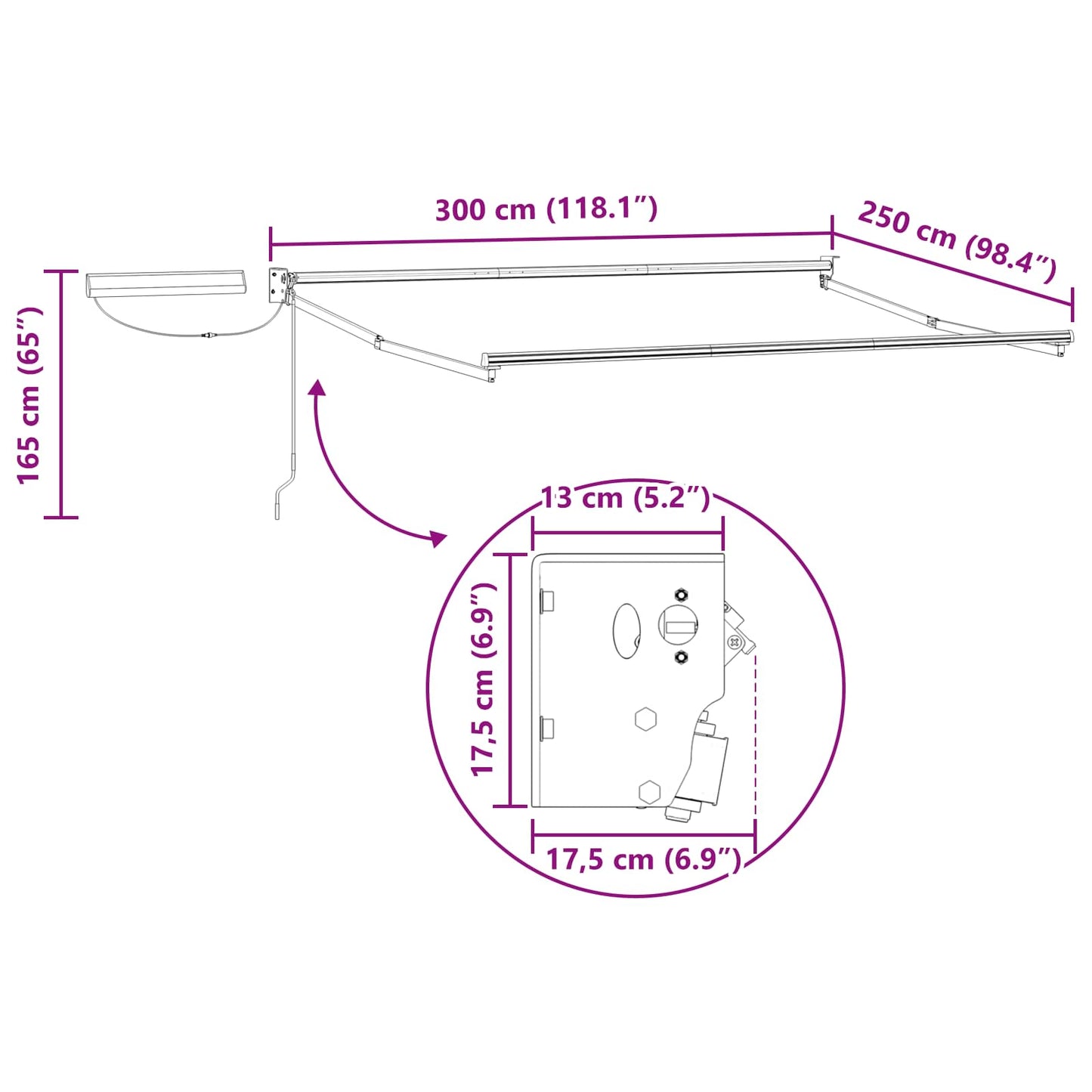 Struttura della tenda elettrica retrattile Bianco 3 x 2,5 m - homemem39