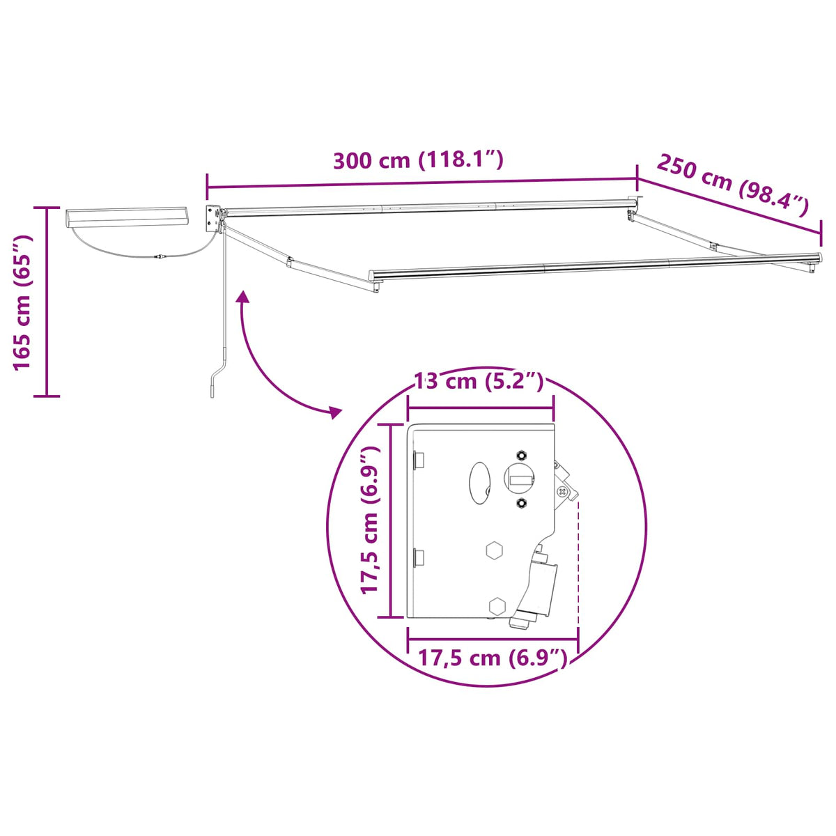 Struttura della tenda elettrica retrattile Bianco 3 x 2,5 m - homemem39