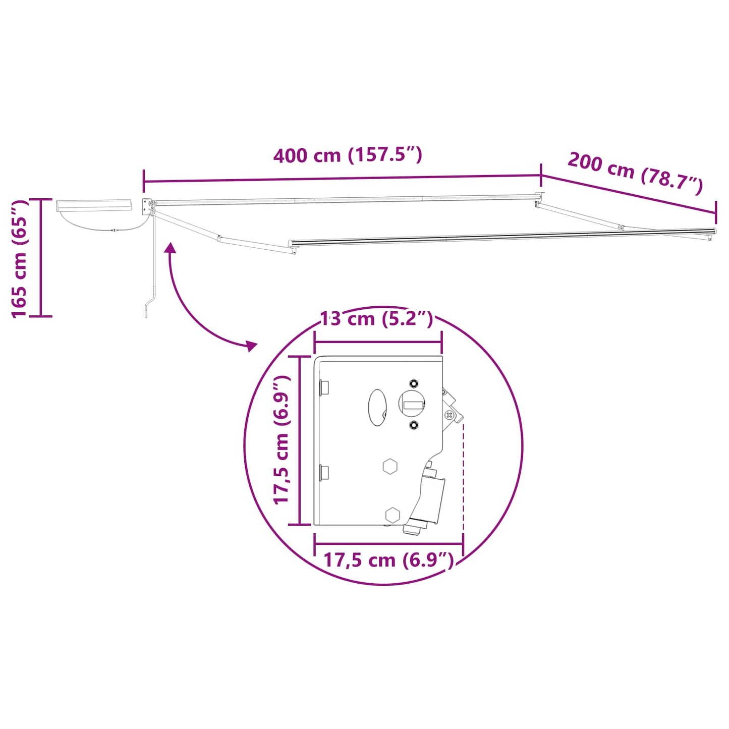 Struttura della tenda elettrica retrattile Antracite 4 x 2 m - homemem39