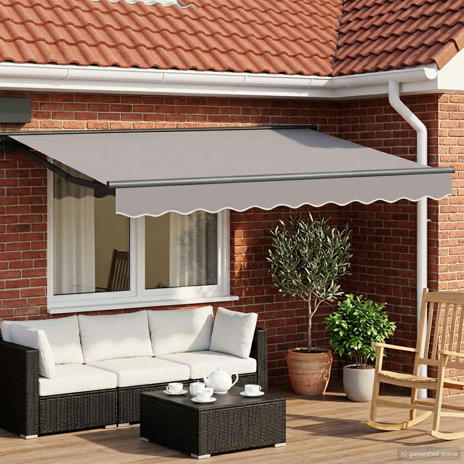 Cornice per Tenda Manuale con LED Antracite 3,5 x 2,5 m | homemem39