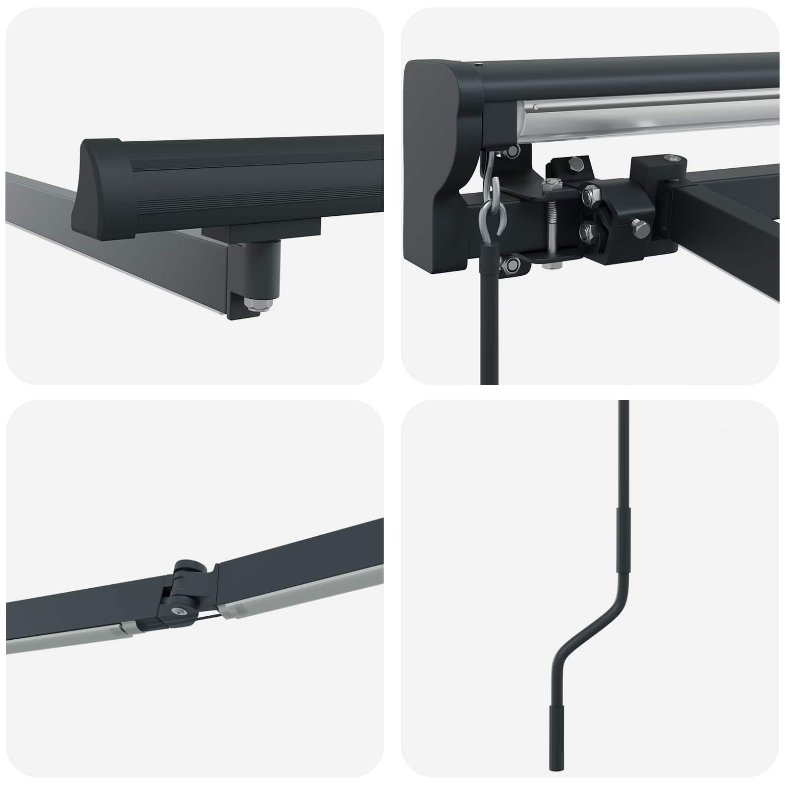 Cornice per Tenda Manuale con LED Antracite 5 x 3 m Alluminio | homemem39