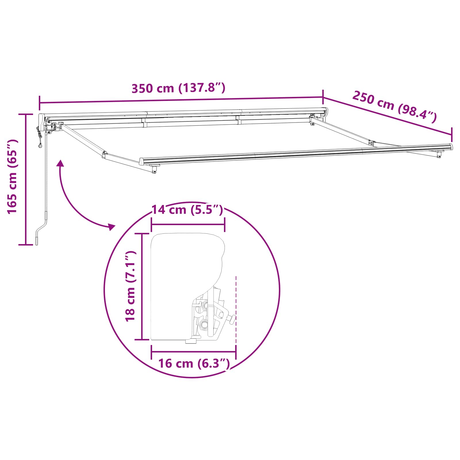 Struttura della tenda elettrica retrattile Bianco 3,5 x 2,5 m | homemem39