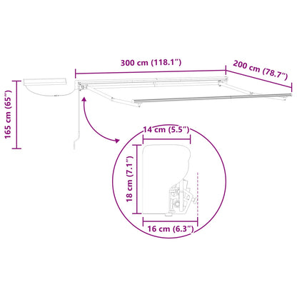 Struttura della tenda elettrica retrattile Bianco 3 x 2 m