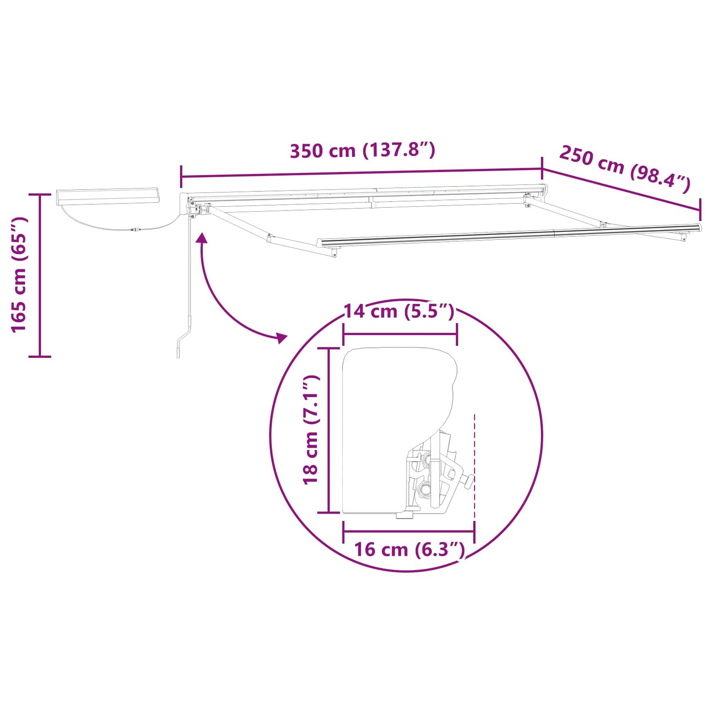 Struttura della tenda elettrica retrattile Bianco 3,5 x 2,5 m | homemem39