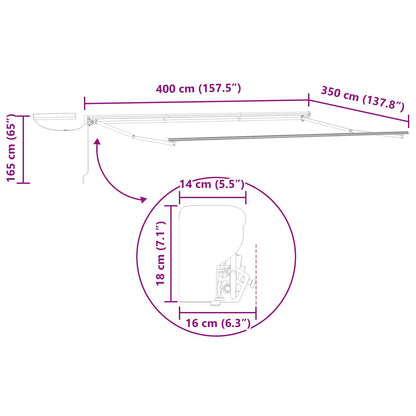 Struttura della tenda elettrica retrattile Bianco 4 × 3,5 m
