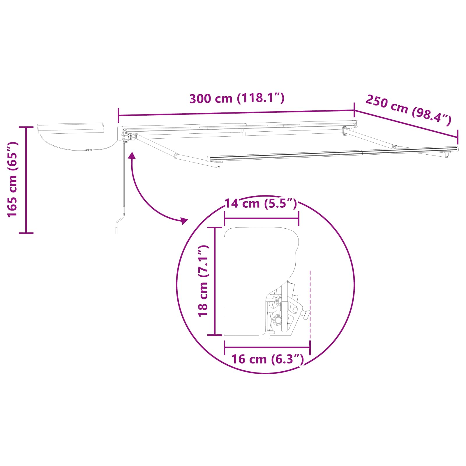 Struttura della tenda elettrica retrattile Antracite 3 x 2,5 m | homemem39