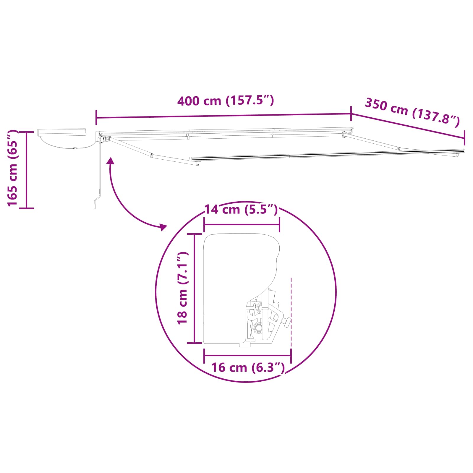 Struttura della tenda elettrica retrattile Antracite 4 × 3,5 m | homemem39